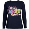thumbnail image 1 of Mother's Day World's Best Mom Womens Long Sleeve T Shirt Navy MD, 1 of 1