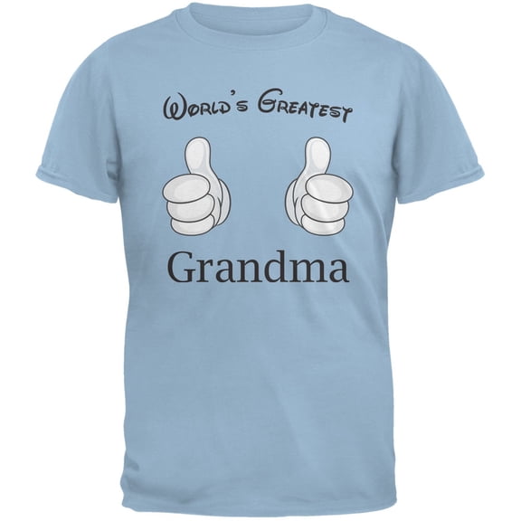 Mother's Day - World's Greatest Grandma Cartoon Light Blue Adult T-Shirt - Small
