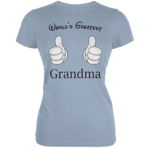 Mother's Day - World's Greatest Grandma Cartoon Light Blue Juniors Soft T-Shirt