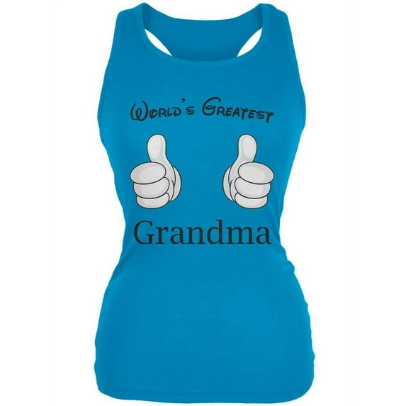 Mother's Day - World's Greatest Grandma Cartoon Pale Blue Juniors Soft Tank Top