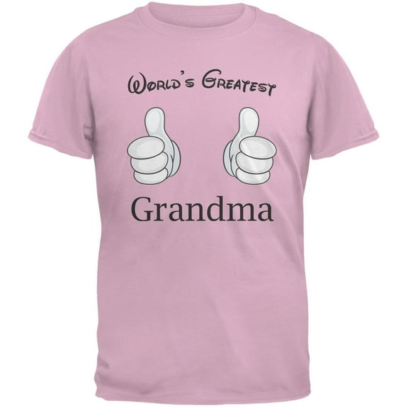 Mother's Day - World's Greatest Grandma Cartoon Pink Adult T-Shirt - Small