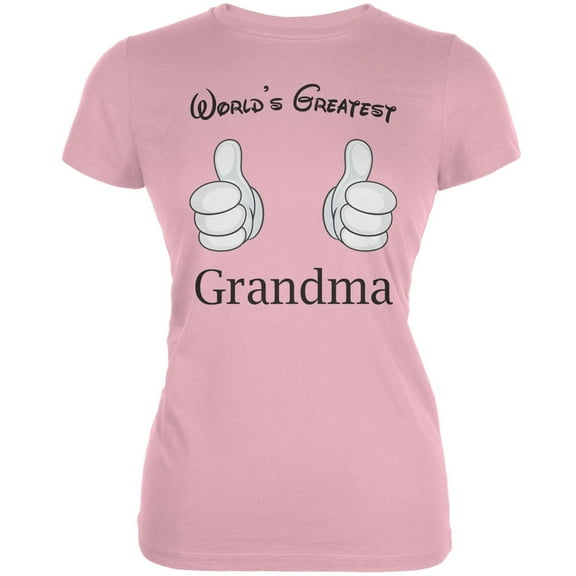 Mother's Day - World's Greatest Grandma Cartoon Pink Juniors Soft T-Shirt - Small