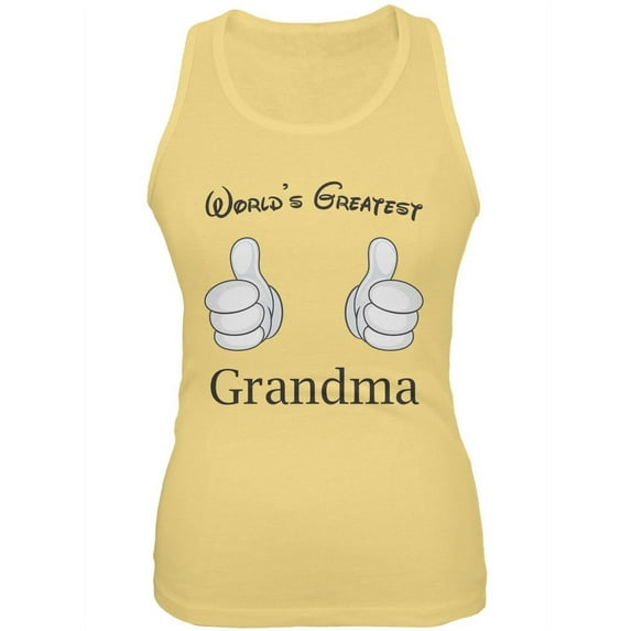 Mother's Day - World's Greatest Grandma Cartoon Yellow Juniors Soft Tank Top