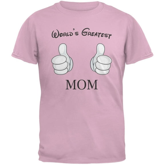 Mother's Day - World's Greatest Mom Cartoon Pink Adult T-Shirt - Medium