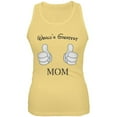 thumbnail image 1 of Mother's Day - World's Greatest Mom Cartoon Yellow Juniors Soft Tank Top - X-Large, 1 of 1