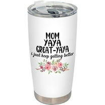 Mother''s Day Yaya Gift for Mom Great-Yaya Tumbler, Pregnancy Announcement for Grandma Stainless Steel Tumbler with Lid and Straw 20oz, Great Grandma Baby Announcement Travel Coffee Cup