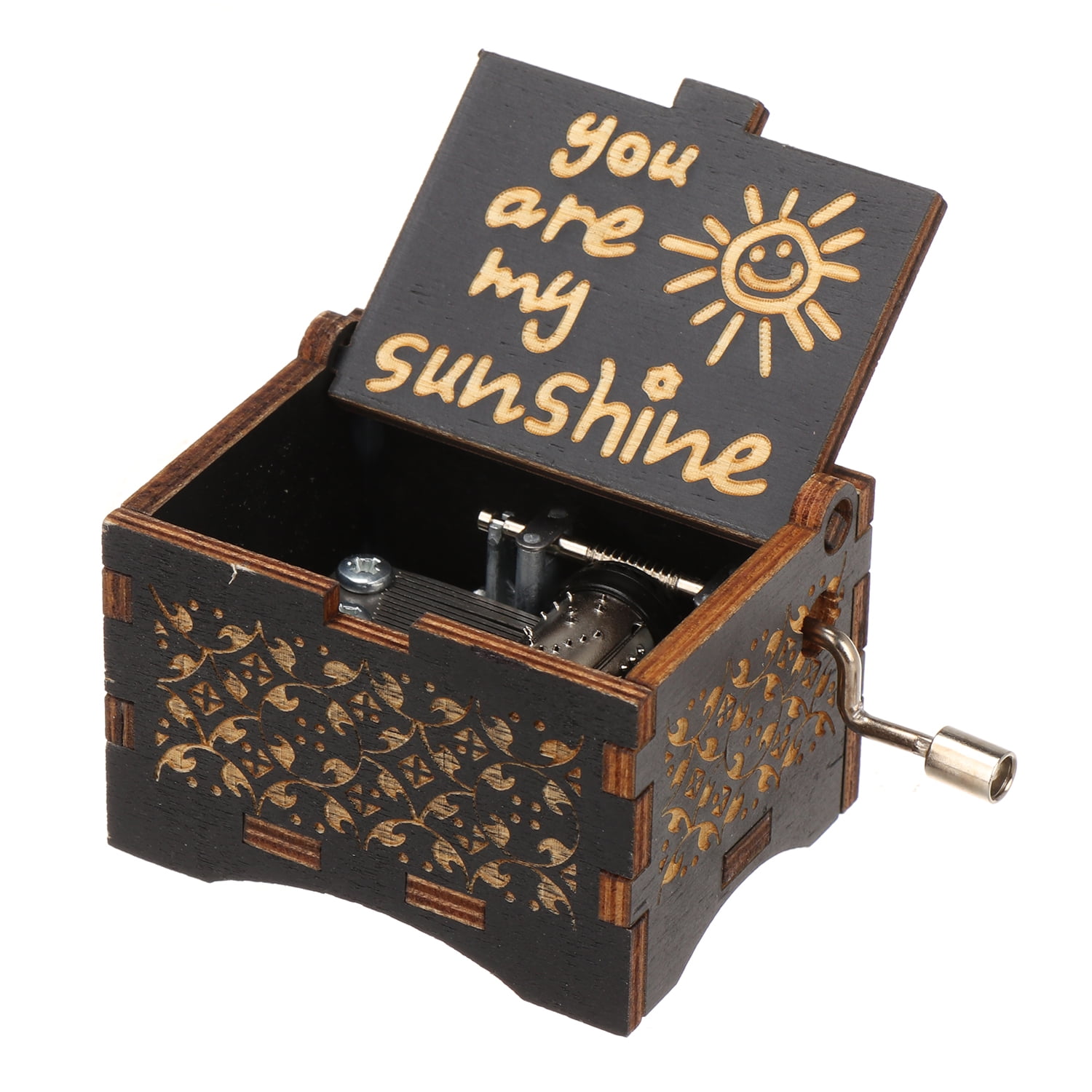 BSIKAIK Wooden Hand Crank Music Box – 'You Are My Sunshine' Musical Box, 3.8x2.4x1.7 Inches, Gift For Loved Ones