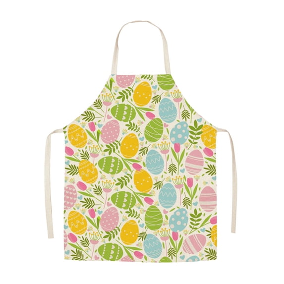 Zeceouar Easter Home Printing Linen Imitation Apron Kitchen Fouling Multi Functional Apron