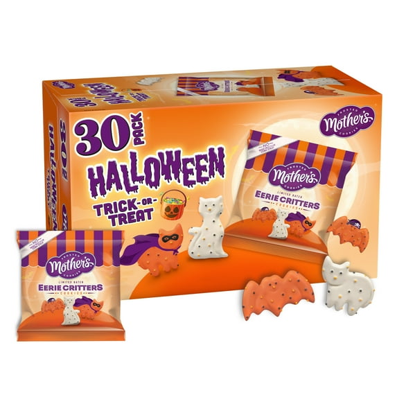 Mother’s Limited Batch Eerie Critters, Halloween Frosted Animal Cookies, Great Party Treats, 30 Individual 0.5 oz Bags