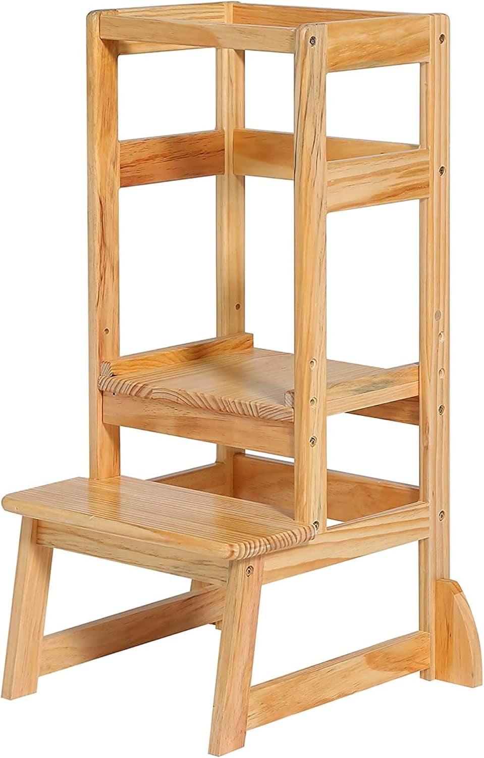 Natural Wooden Adjustable Height 2-Step Learning Stool