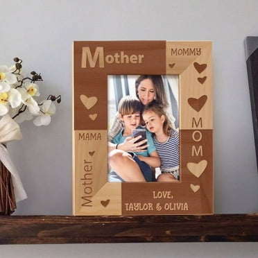 Mother's Love Personalized Wooden Picture Frame 3 1/2" x 5" Brown (Vertical)