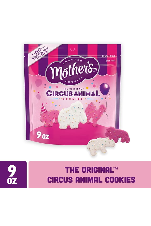 Mother's Original Circus Animal , Frosted Animal Cookies with Rainbow Sprinkles, Resealable Bag, 9 oz