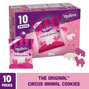 Mothers Original Circus Animal, Frosted Animal Cookies with Rainbow Sprinkles, 10 packs, 1 oz Each