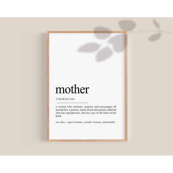 Mother s day quote Postert definition Special Mom Birthday present Thank you Poster, Unframed Canvas Size 8x12