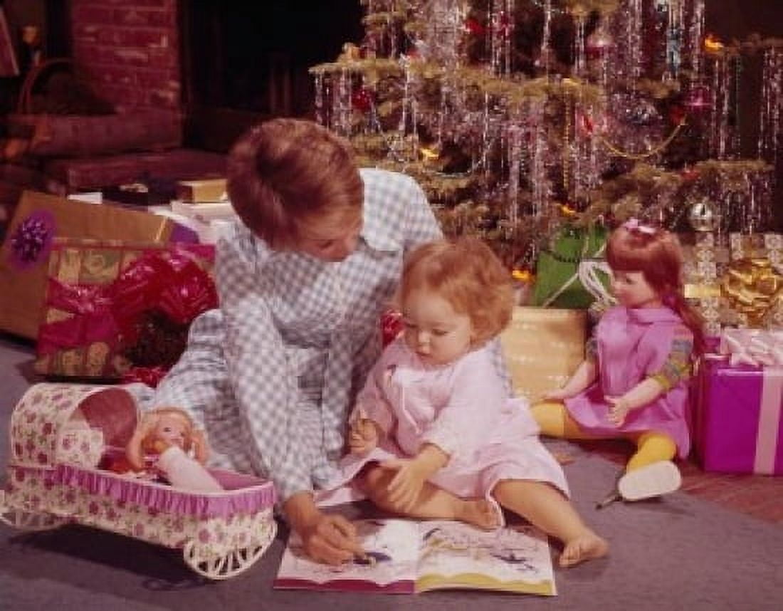 Mother teaching her daughter how to color Canvas Art - (24 x 36)
