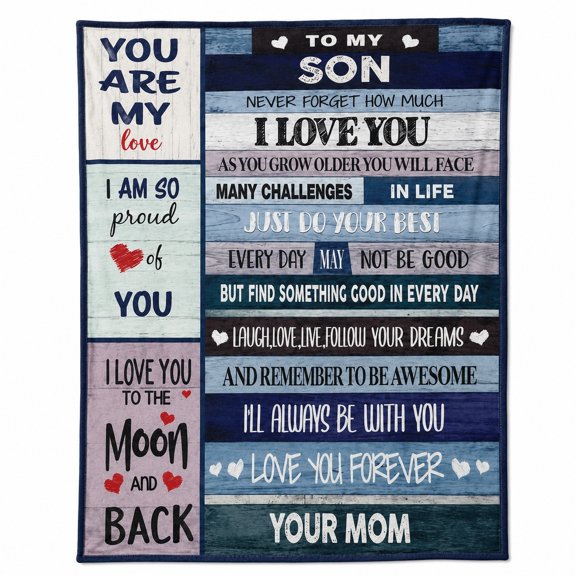 Mother to Son Fleece Blanket, Inspirational Quote Throw, 280 GSM