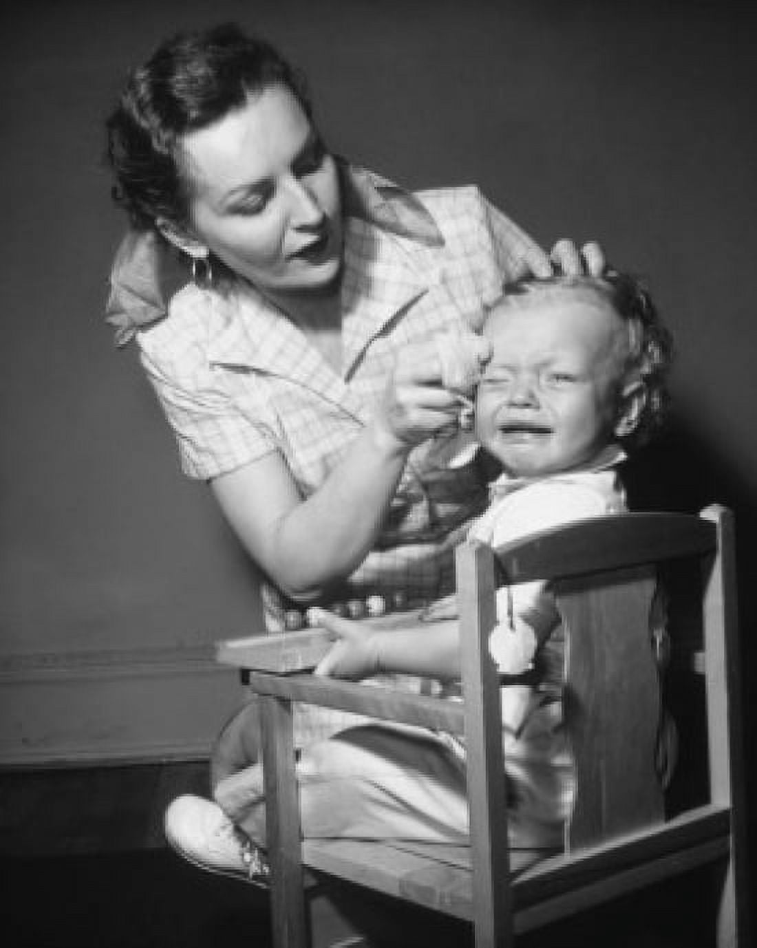 Mother wiping her sons forehead Canvas Art - (18 x 24)