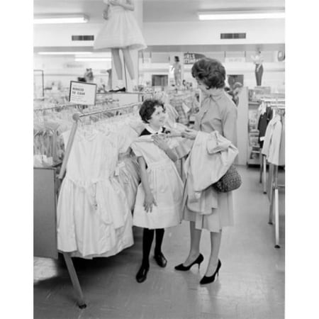Mother with Daughter Choosing Dress Poster Print - 18 x 24 in.