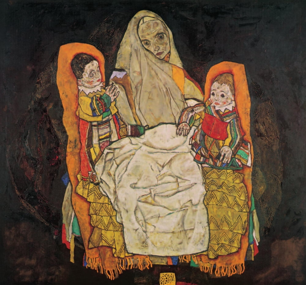 Mother with two children 1915-17 Canvas Art - Egon Schiele (24 x 36)