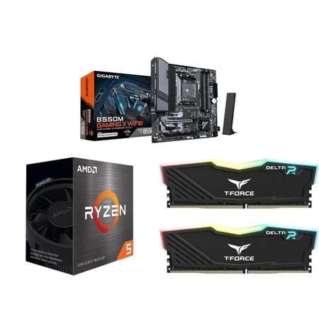 NEWEGG Motherboard CPU Memory Combo - B550M GAMING X WIFI6 Bundle with Ryzen 5 5500 and T-Force Delta RGB 16GB (2 x 8GB) 288-Pin PC RAM DDR4 3200 Memory TF3D416G3200HC16FDC01