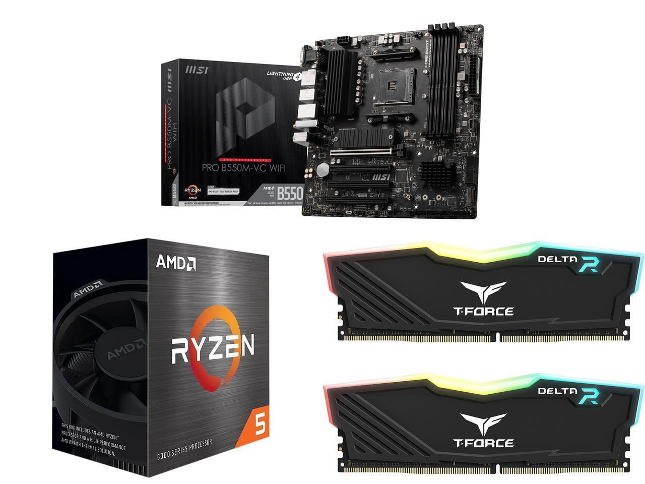 Motherboard CPU Memory Combo - PRO B550M-VC WIFI Bundle with Ryzen 5 5500 and TF3D416G3200HC16FDC01