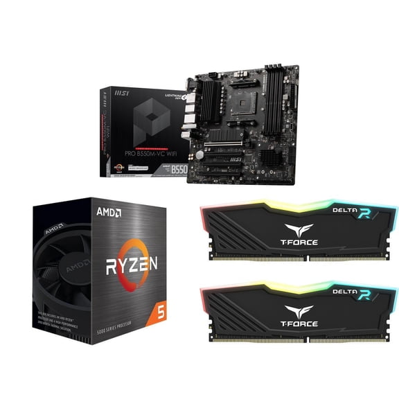 NEWEGG Motherboard CPU Memory Combo - PRO B550M-VC WiFi Bundle with Ryzen 5 5500 and T-Force Delta RGB 16GB (2 x 8GB) TF3D416G3200HC16FDC01
