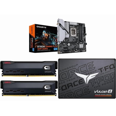 Newegg Motherboard Memory SSD Combo - B760M GAMING PLUS WIFI DDR4 Bundle with ORION 32GB (2 x 16GB) DDR4 GAOG432GB3200C18ADC and T-FORCE VULCAN Z T253TZ512G0C101