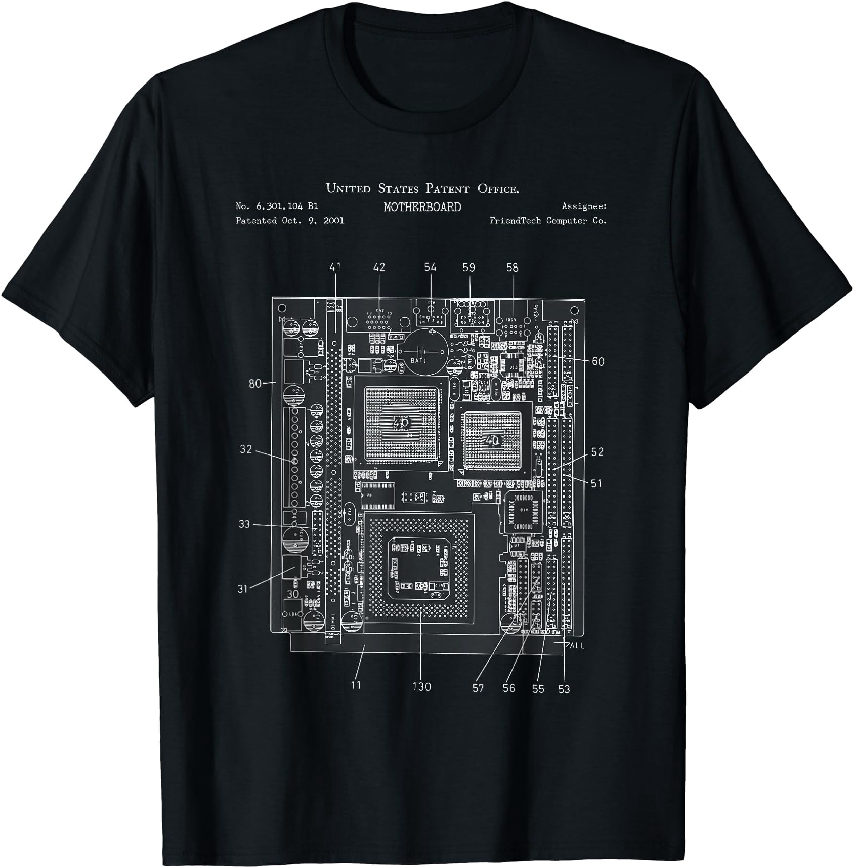 Motherboard Patent Drawing | Computer Geek T-Shirt - Walmart.com