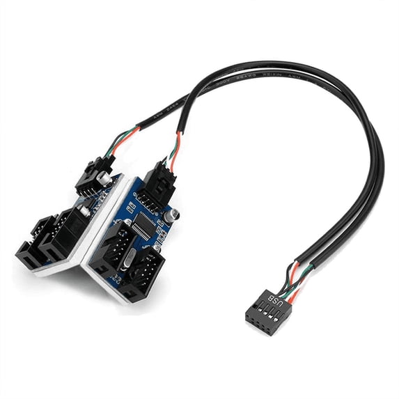Motherboard USB 2.0 9Pin Header 1 To 4 Extension Hub Splitter Adapter Converter 30CM 9-Pin Internal Cable,1 x Motherboard Extension Cable,Black