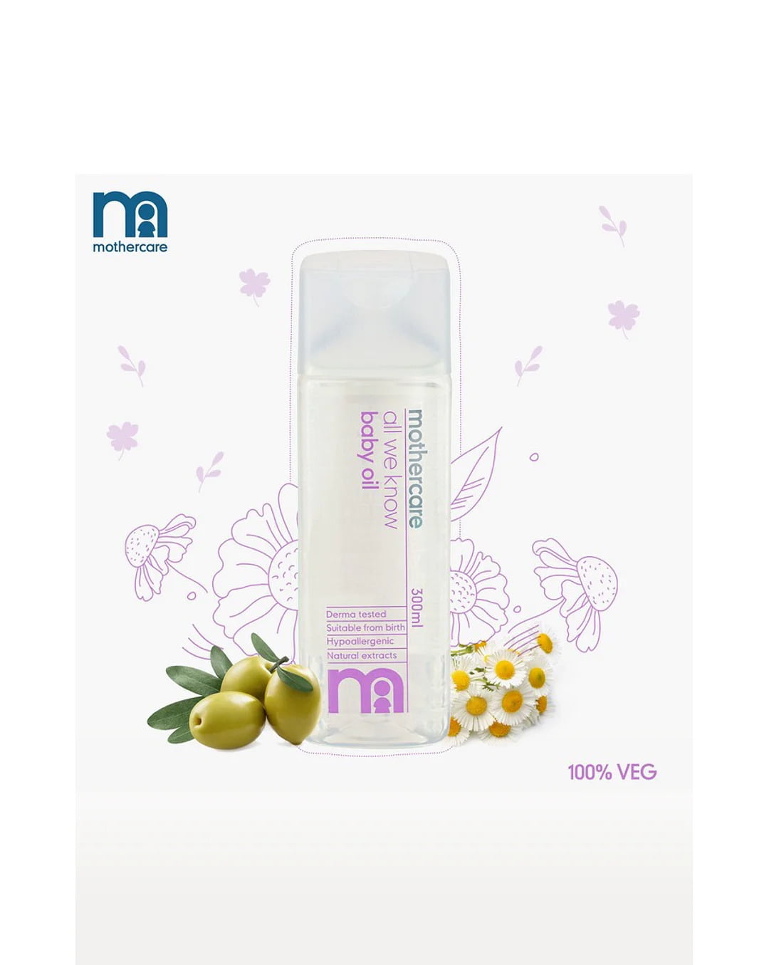 Mothercare All We Know Baby Oil - Pack of 1, 300ml Body Massage Oil