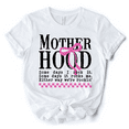 thumbnail image 1 of Motherhood Coquette Pink Bow T-Shirt, Retro Checkered White Tee for Sassy and Stylish Moms, 1 of 7