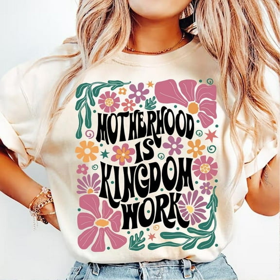 Motherhood is Kingdom Work Shirt, Boho Floral Christian Mom Shirt, Retro Christian Mom Shirt Design, Mother's Day Shirt, Bible Verse Shirt, Mama Shirt