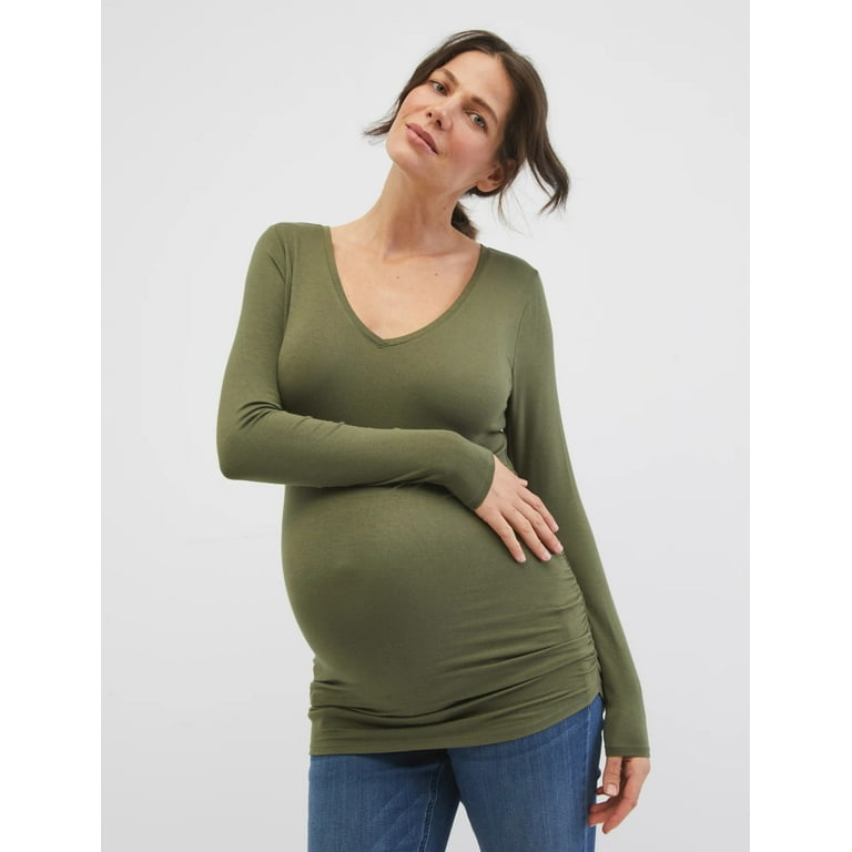 Motherhood Maternity Long Sleeve Side Ruched Maternity T Shirt 