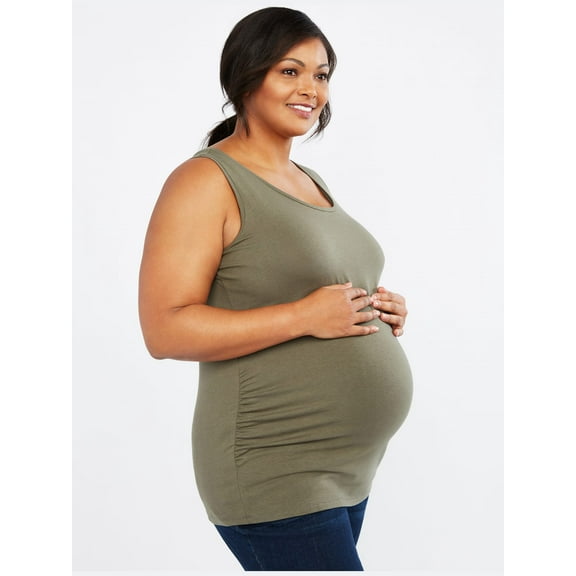 Motherhood Maternity Plus Size Side Ruched Scoop Neck Maternity Tank Top