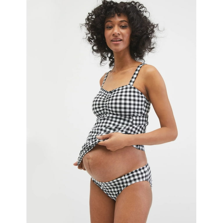 Motherhood Maternity Ruched Two Piece Maternity Tankini Swimsuit UPF 50+ 