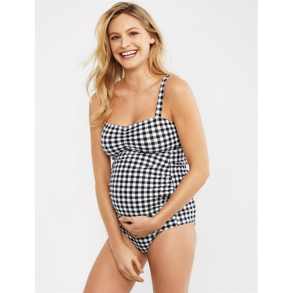 Motherhood Maternity Ruched Two Piece Maternity Tankini Swimsuit UPF 50+