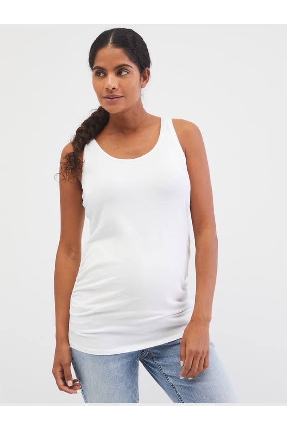 Side Ruched Scoop Neck Maternity Tank Top