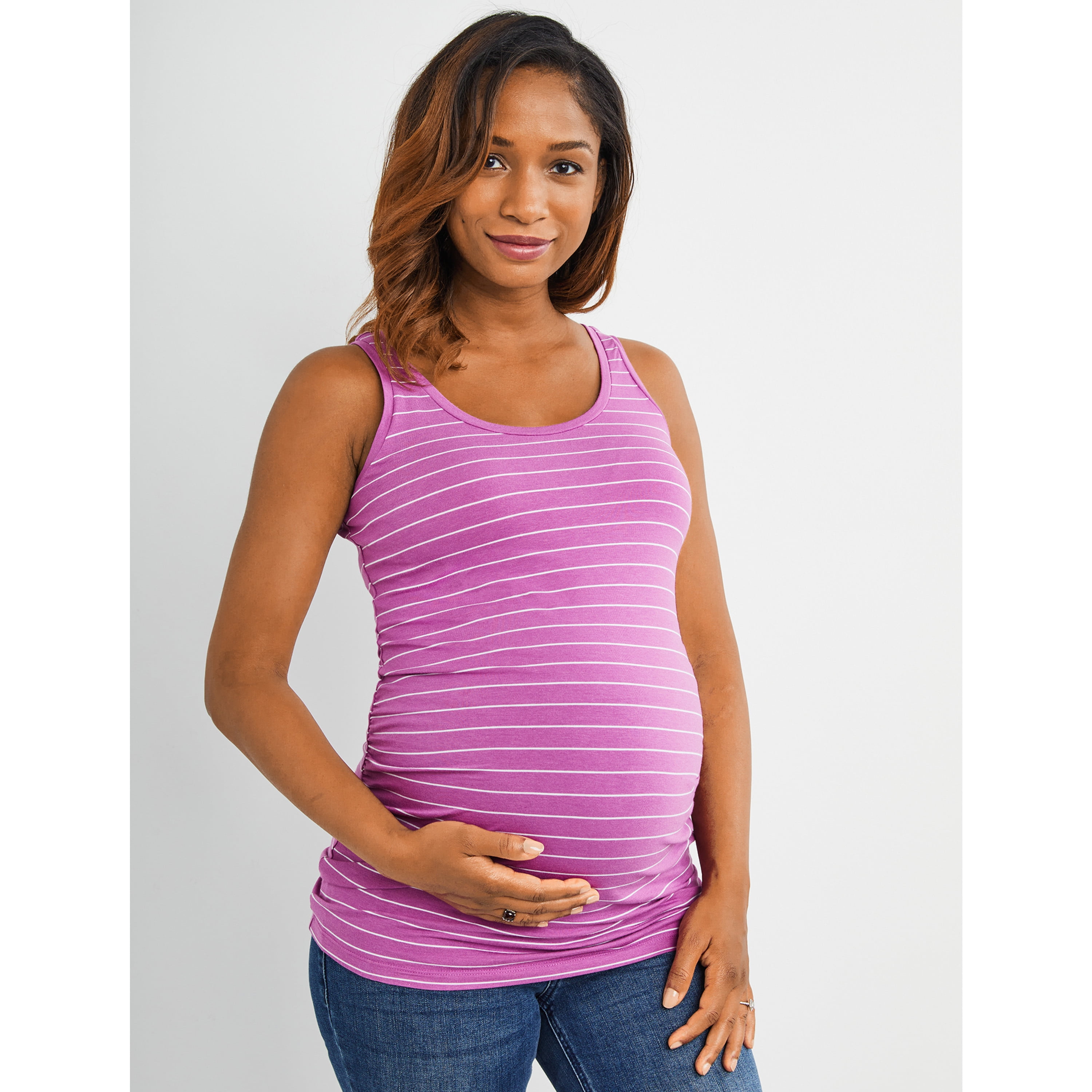 Cream Square Neck Ruched Sides Maternity Top main image 0