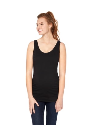 Side Ruched Scoop Neck Maternity Tank Top