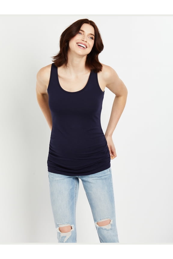 Side Ruched Scoop Neck Maternity Tank Top