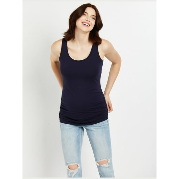 Motherhood Maternity Side Ruched Scoop Neck Maternity Tank Top