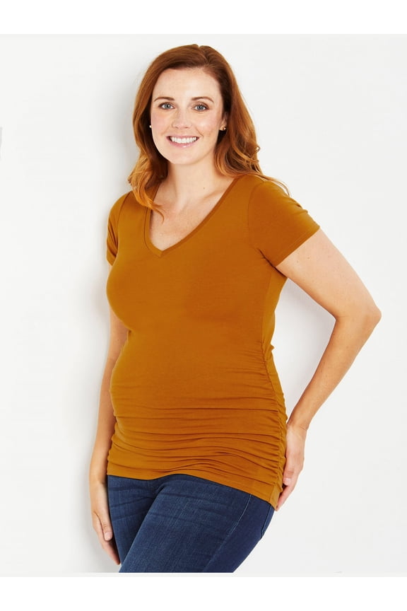 V-Neck Side Ruched Maternity Tee