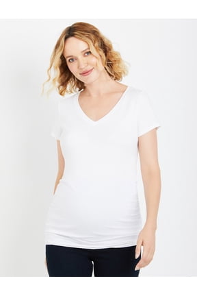 V-Neck Side Ruched Maternity Tee