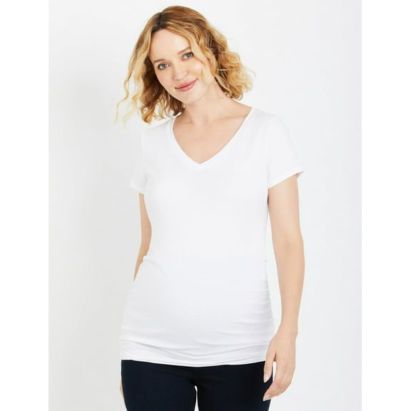 Motherhood Maternity V-Neck Side Ruched Maternity Tee