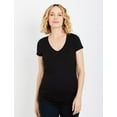 thumbnail image 1 of Motherhood Maternity V-Neck Side Ruched Maternity Tee, 1 of 3