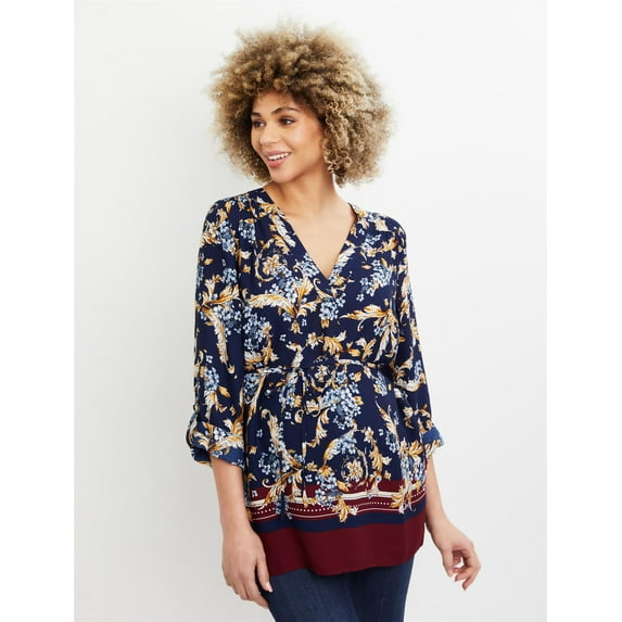 Motherhood Maternity Women's Removable Waist Tie Maternity Top