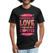 Motherhood Powered By Love Fueled By Coffee Fitted Cotton / Poly T-Shirt