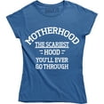 thumbnail image 1 of Motherhood The Scariest Hood You'll Ever Go Through Funny Slogan Women's T-Shirt, 1 of 4