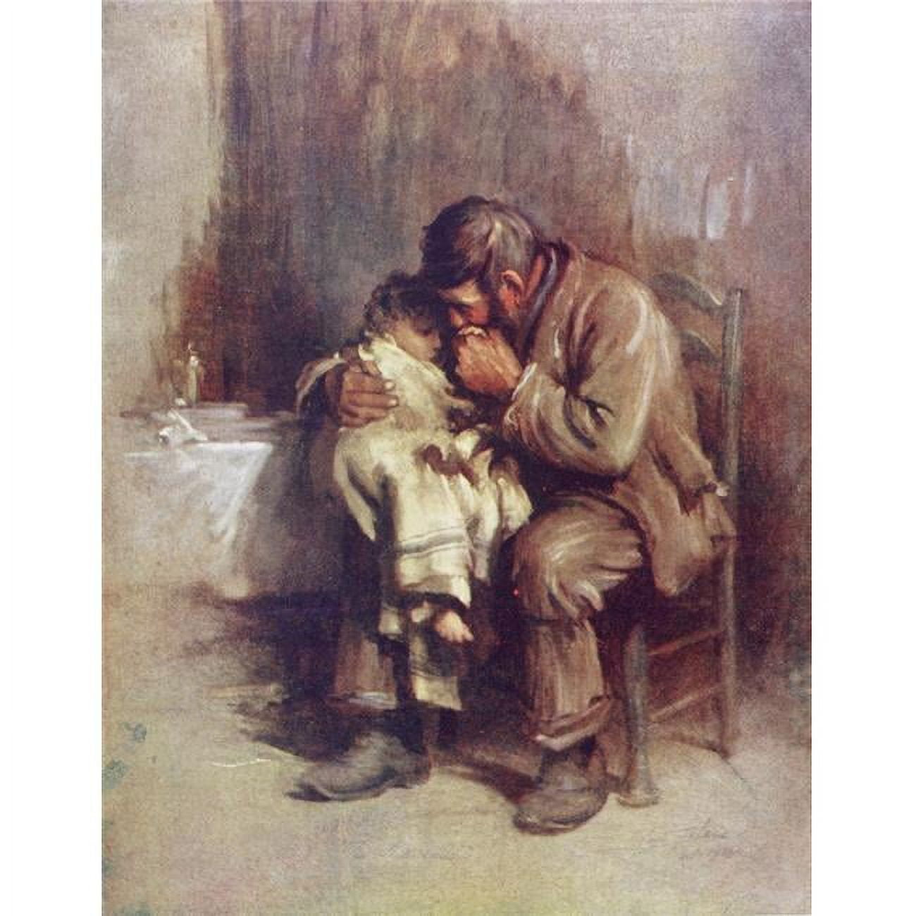 Motherless. A Widowed Father Comforts His Motherless Child. After A ...