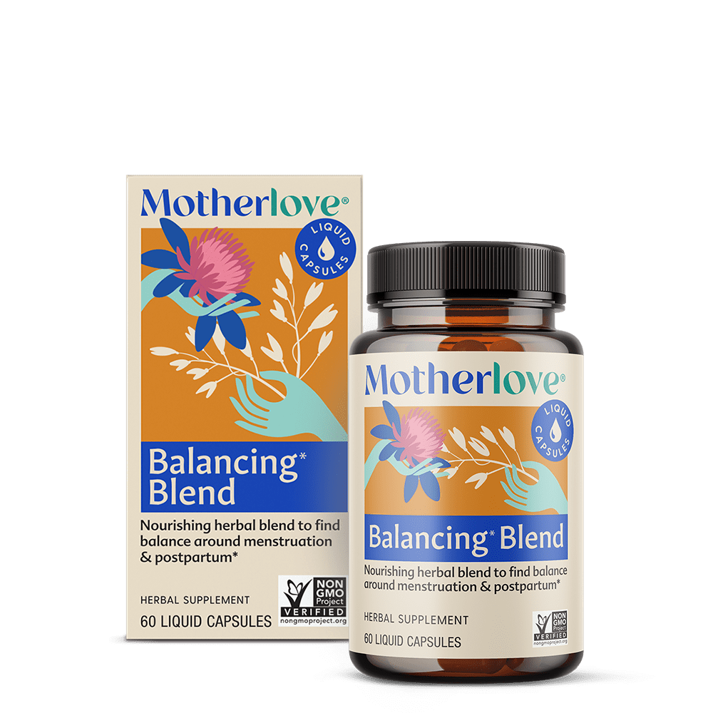 Motherlove Balancing Blend, Herbal Supplement for Period & Postpartum Hormonal Health, 60 Liquid Caps
